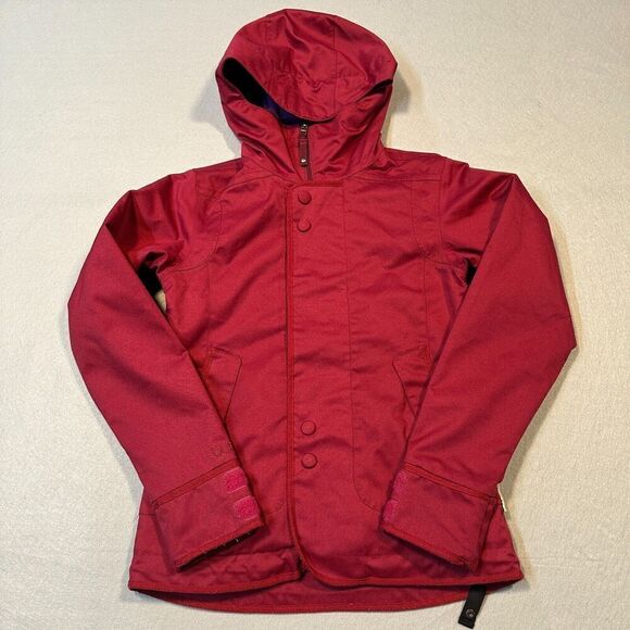 Burton Jet Set Ski Jacket Womens XS Red Port Royal Hooded Snowboarding Insulated - Picture 1 of 10